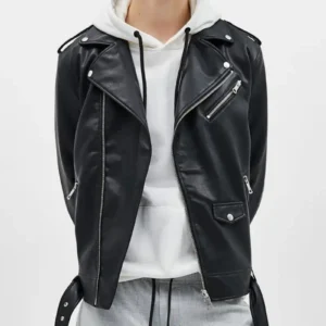 Faux leather biker jacket